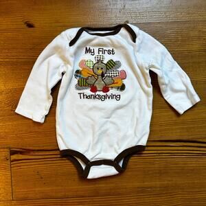 Koala Kids white turkey first Thanksgiving one piece SIZE 12M